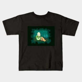 funky tea cup guy in caroline's tea cutscene with castle bg / stardew valley Kids T-Shirt